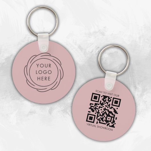 Porte-clés Logo simple Code QR Marque commerciale rose