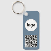 Porte-clés Logo simple QR Code Business Dusty Blue Grey (Recto)