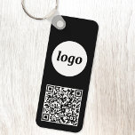 Porte-clés Logo simple QR Code Business noir et blanc<br><div class="desc">Ajoutez votre propre logo et votre code QR à ce design professionnel minimaliste saisissant. Idéal pour l'image de marque des employés ou comme produit promotionnel pour vos employés,  clients et clients.</div>