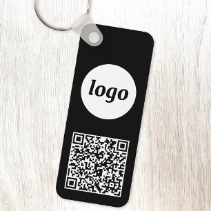 Porte-clés Logo simple QR Code Business noir et blanc