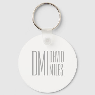Porte-clés Logo Stylish Minimal & Modern Grey Initiales & Nom