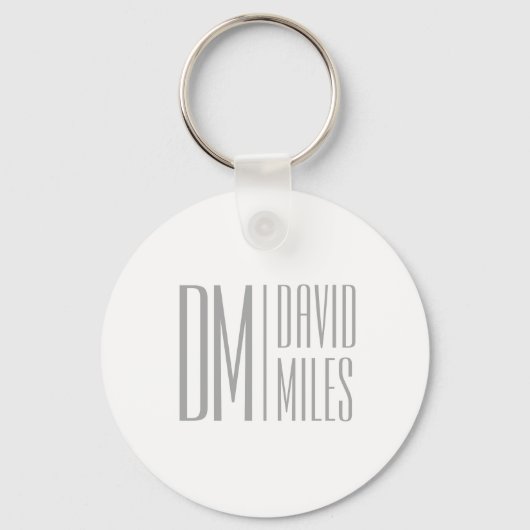 Porte-clés Logo Stylish Minimal & Modern Grey Initiales & Nom (Recto)