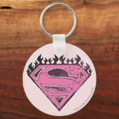 Porte-clés Logo Supergirl rose avec flammes (Recto)