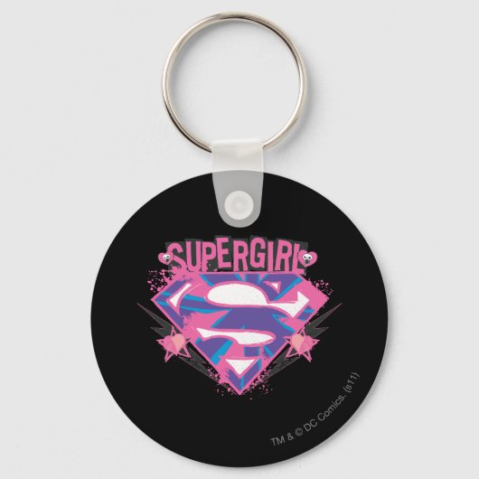 Porte-clés Logo Supergirl rose et violet Grunge (Recto)