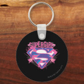 Porte-clés Logo Supergirl rose et violet Grunge (Recto)