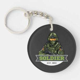Porte-clés Logo Tactique de Soldat – Conception d'Emblème Mil