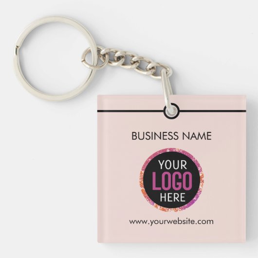 Porte-clés Logo, texte double face clair rose (Devant)
