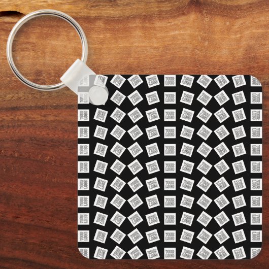 Porte-clés Logo unique ou Motif d'image | Noir (modifiable) (Recto)