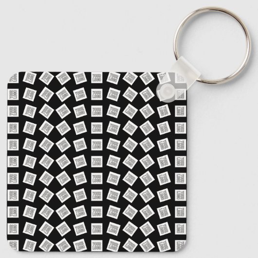 Porte-clés Logo unique ou Motif d'image | Noir (modifiable) (Dos)