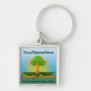 Porte-clés Logo vert de la Réunion de famille d'arbre