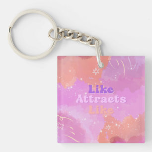 Porte-clés Loi d'Attraction Motivationnel Inspirant Rose