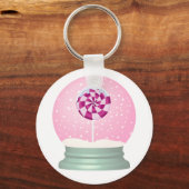 Porte-clés Lollipop enneigée globe mignon fille rose hiver (Recto)