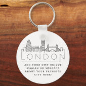 Porte-clés London Stylized Skyline | Custom Slogan Keychain (Recto)
