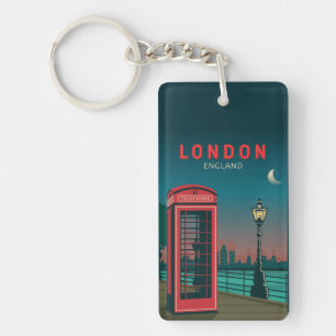 Porte-clés Londres Angleterre Retro Travel Art Vintage