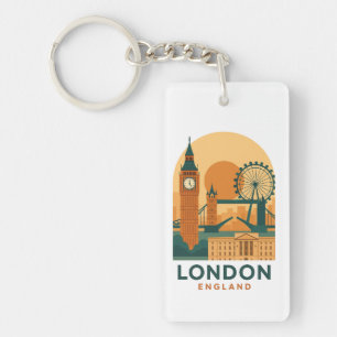Porte-clés Londres Angleterre Voyage Vintage   Rétro 