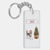 Porte-clés Long Haired Chihuahua Funny Christmas Dog Tree (Devant gauche)