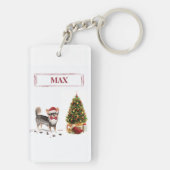 Porte-clés Long Haired Chihuahua Funny Christmas Dog Tree (Dos)
