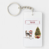 Porte-clés Long Haired Chihuahua Funny Christmas Dog Tree (Devant)