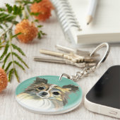 Porte-clés Long portrait d'aquarelle de chiwawa de cheveux (Devant Droit)