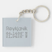 Porte-clés Longitude de la latitude de Reykjavik (Dos)