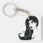 Porte-clés Longs Cheveux Belle Femme Mode Art (Devant)