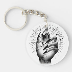 Porte-clés Longue Black Nails & Crystal Energy Magie Vintage