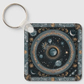 Porte-clés L'orbite lunaire céleste dorée avec astral détaill (Recto)