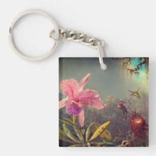Porte-clés L'orchidée de Cattleya et trois colibris Heade