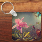 Porte-clés L'orchidée de Cattleya et trois colibris Heade (Recto)