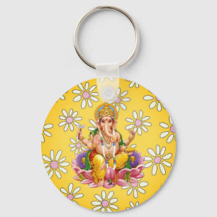 Porte-clés Lord Ganesh Divine Jaune Floral porte - clé