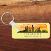 Porte-clés Los Angeles Skyline Latitude and Longitude (Verso)