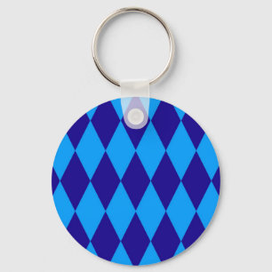Porte-clés Losange à carreaux bleu clair et foncé