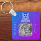 Porte-clés Lote You Cute Blue Chat Your Photo (Recto)