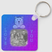 Porte-clés Lote You Cute Blue Chat Your Photo (Dos)