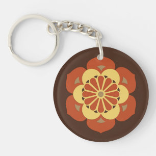 Porte-clés Lotus Flower Mandala, Brown, rouille et jaune