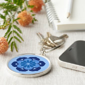 Porte-clés Lotus Flower Mandala, Indigo et bleu clair (Côté)