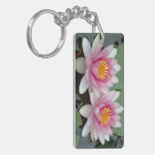 Porte-clés Lotus impression recto verso rose et bl (Devant gauche)