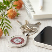 Porte-clés Lotus Mandala en argent avec étoiles en argent sur (Côté )