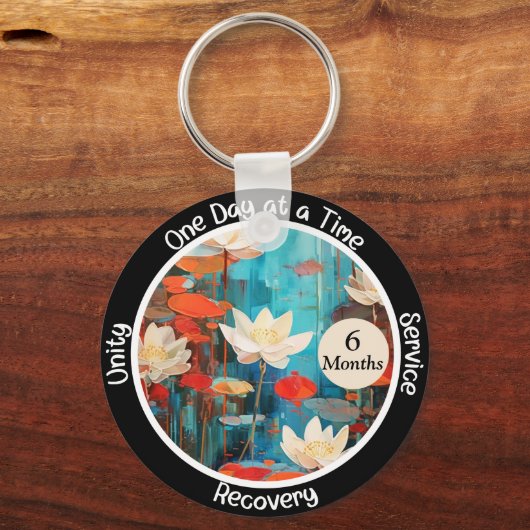 Porte-clés Lotus paisible Custom Sobriety Milestone Cadeau (Recto)
