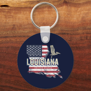 Porte-clés Louisiane États-Unis Carte Retro Vintage USA