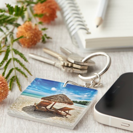 Porte-clés Lounge on beach throw pillow (Devant Droit)