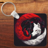 Porte-clés Loup Blanc Rouge Crème de Lune (Recto)