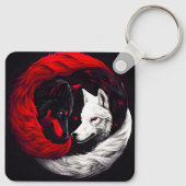 Porte-clés Loup Blanc Rouge Crème de Lune (Dos)