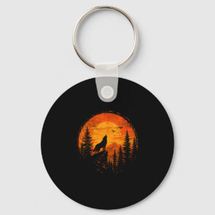 Porte-clés Loup coucher de soleil montagne forêt sauvagerie n