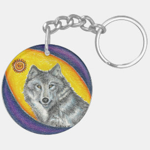 Porte-clés Loup curatif de chaman