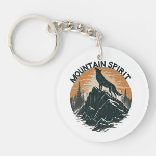 Porte-clés Loup de la majesté montagneuse hurlant sur le pic