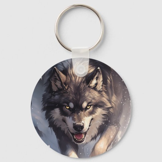 Porte-clés Loup en hiver (Recto)