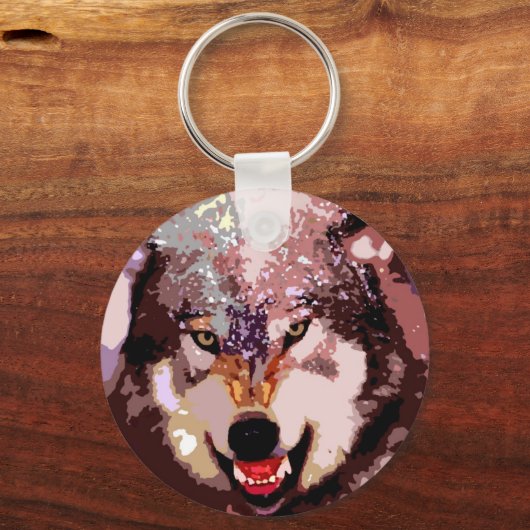 Porte-clés Loup en neige (Recto)