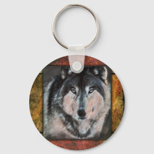 Porte-clés Loup encadré