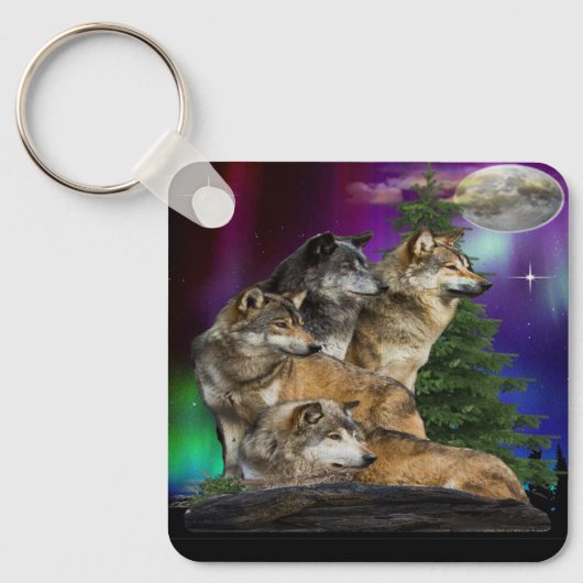 Porte-clés Loup et lune (Recto)